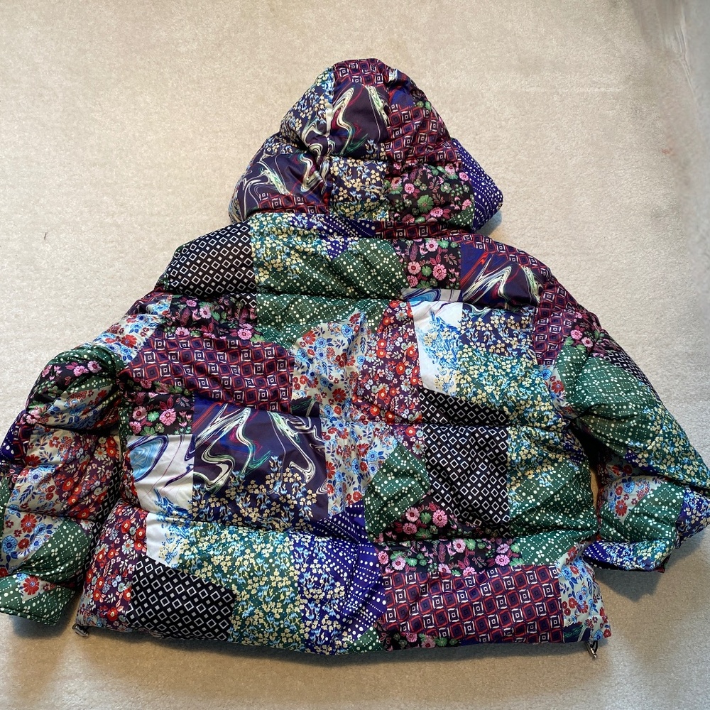 AVEC LES FILLES Thermal Puffer Jacket in Multi Patchwork - Size L Large NWT - Picture 11 of 12